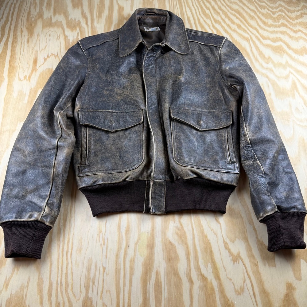 Vintage 80s Banana Republic Safari Leather Bomber Jacket Brown USA Men's Sz 40